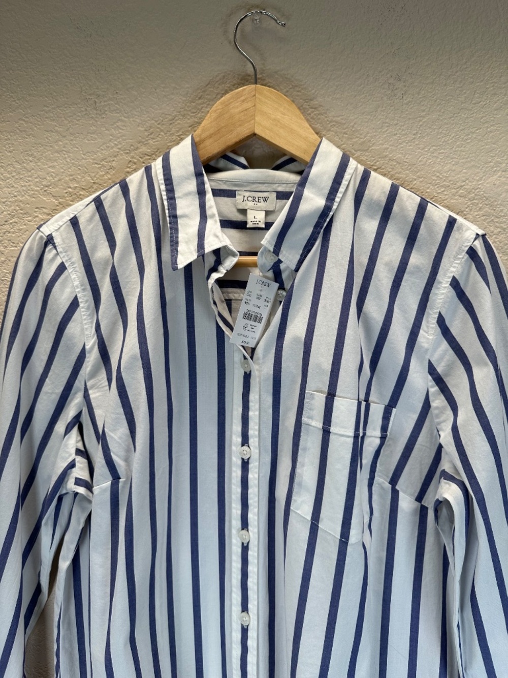 NEW J. Crew Factory Classic Bold Stripe Shirt Women's L Business Nautical 2024 - Picture 5 of 16